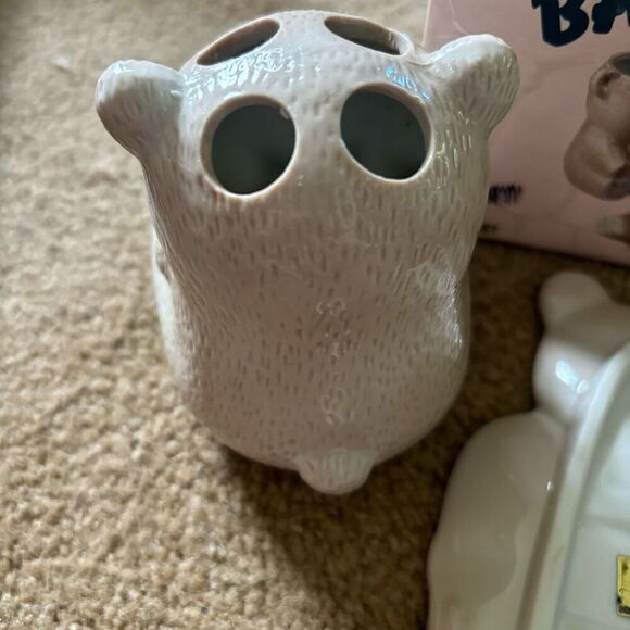 Vintage Porcelain Bear 3 Piece Bathroom Set 1987 Japan - Picture 7 of 11